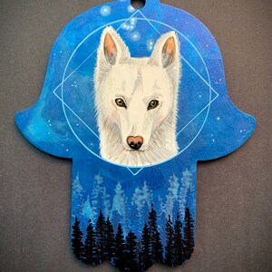 Nighttime Celestial Taurus Dog Hamsa Hand