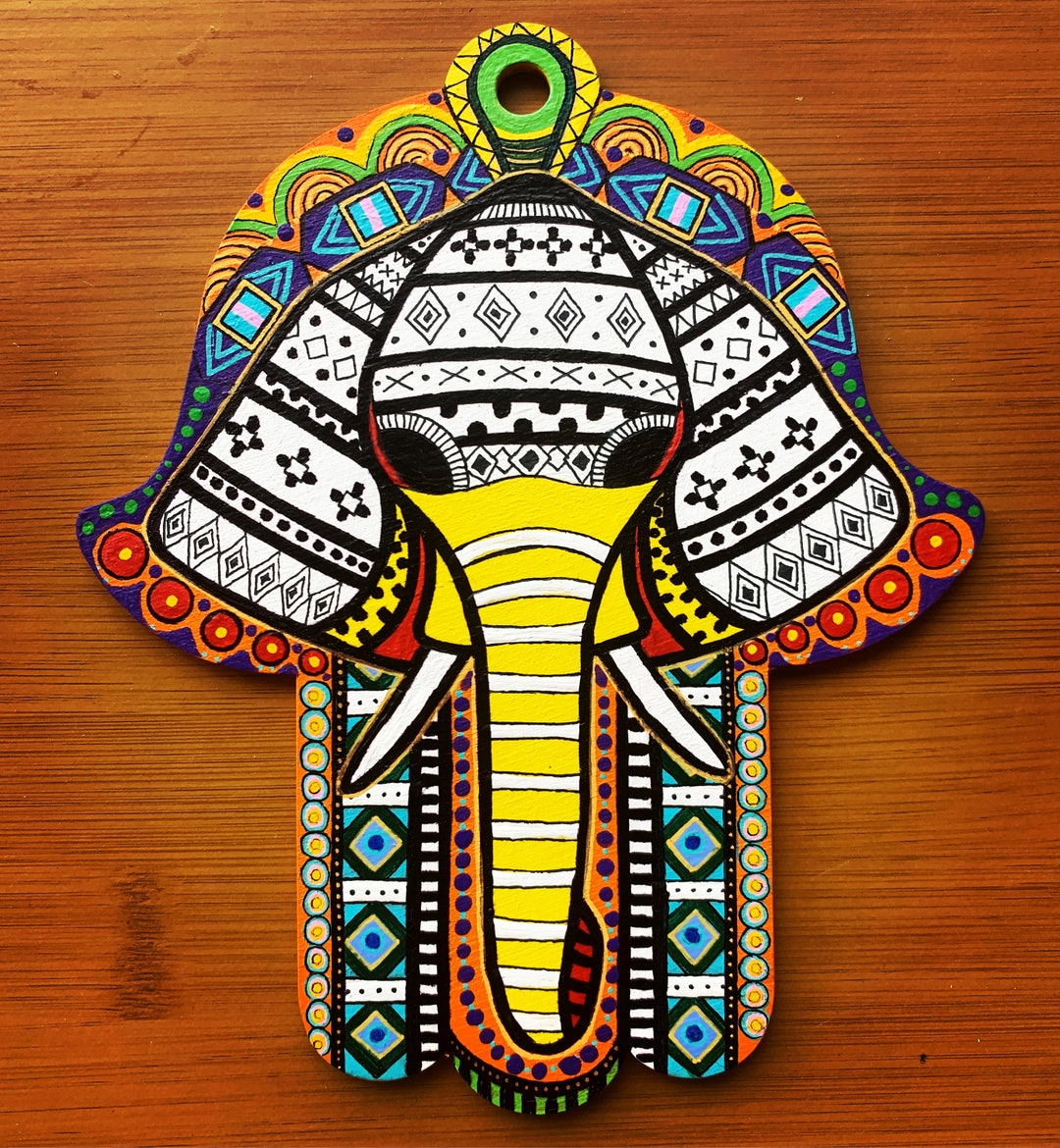 African Elephant Hamsa Hand Etsy