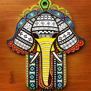 African Elephant Hamsa Hand