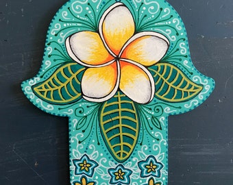 Hawaiian Plumeria Hamsa hand.