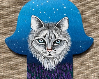 Gemini Celestial Cat Hamsa Hand
