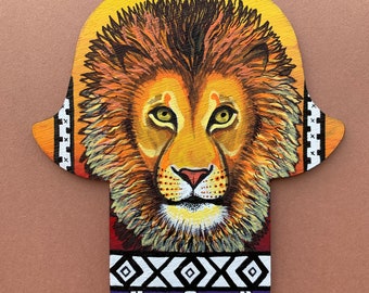 African Lion Hamsa hand
