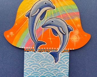 Rainbow Dolphin Hamsa Hand