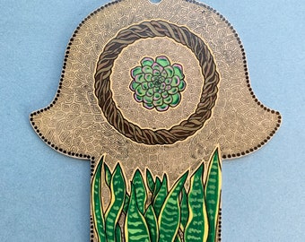 Succulent wreath Hamsa Hand.