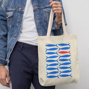 Coastal Tote, Beach Themed Bag for Everyday Use, Sardine Tote, Casual Tote, Great Gift for Friends, Trendy Accessory