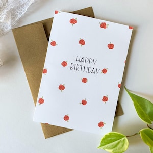 Carte d'anniversaire rose / carte de voeux florale faite main / carte vierge