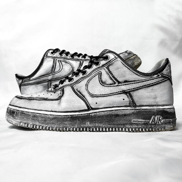 Custom Nike Air Force 1 – Smoke | Gray Hand Painted Sneakers | Free Shipping