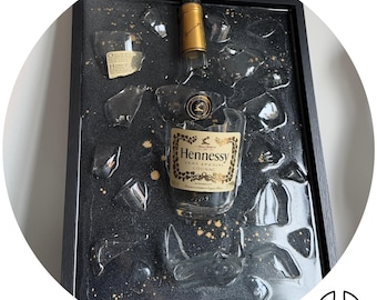 Gebroken fles kunst | Handgemaakte epoxykunst | Perfect cadeau voor liefhebbers van sterke drank | Likeurkunst | Luxe decoratiestuk voor Bar