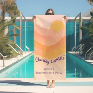 Custom BeachTowel Pastel Girls Trip Towel Family Vacation Bachelorette Party Towel Custom Summer Travel Gift Personalized Group Beach Gift