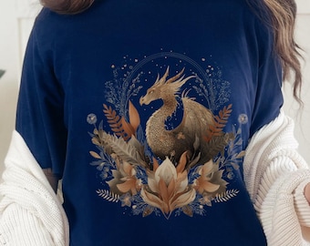 Boho Dragon Unisex Tee: Retro Celestial Forestcore Shirt