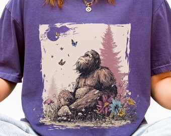 Camiseta Bigfoot de Comfort Colors: Yeti bohemio, camiseta vintage de vida silvestre