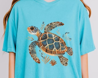 Sea Turtle Graphic Tee, Komfortfarben Erwachsene Unisex T-Shirt, Ocean Lover Geschenk Shirt, Marine Life Top für Naturliebhaber, Meeresbiologe Tee