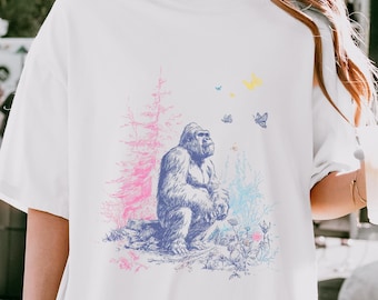 Camiseta Bigfoot de Comfort Colors: Camiseta con gráfico retro de Sasquatch
