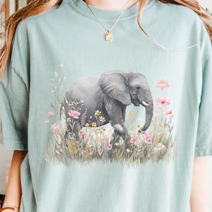 Comfort Colors Boho Elephant T-Shirt: Cottagecore Wildlife Tee