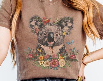 Vintage Koala Bear Tshirt, Boho Spring Comfort Colors Relaxed Fit Shirt for Nature Enthusiasts, Outdoor Lover Gift Tee, Urban Streetwear Top