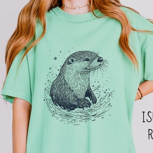 Cute Sea Otter Graphic T-shirt, Comfort Colors Vintage Beach Vibes Tee, Ocean Lover Shirt, Summer Top, Coastal Apparel