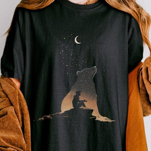 Celestial Bear Comfort Colors T-Shirt: Vintage Cosmic Tee