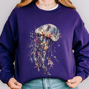 Boho Jellyfish Sweatshirt | Whimsical Watercolor Summer Jellyfish Sweater, Marine Life Top for Summer Souls and Beach Lovers, Gift for her