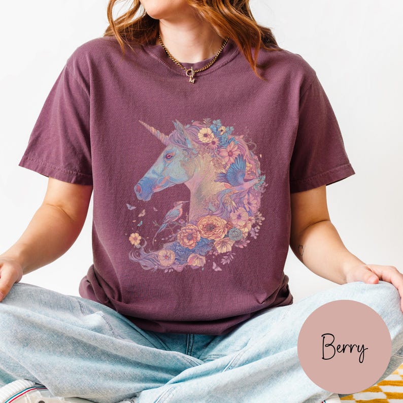 Cute Unicorn Shirt, Whimsical Shirt, Comfort Colors® Spring Unicorn tee, Gift for Fantasy Animal Lover image 5