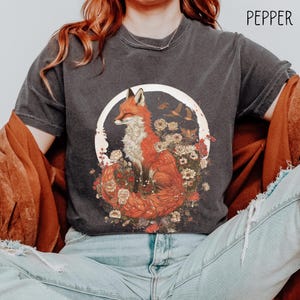 Cottagecore Fox Comfort Colors Tshirt, Boho Fox vintage shirt, Kitsune T shirt, Goblincore Animal Lover Tee, Whimsical Trendy Nature Tee