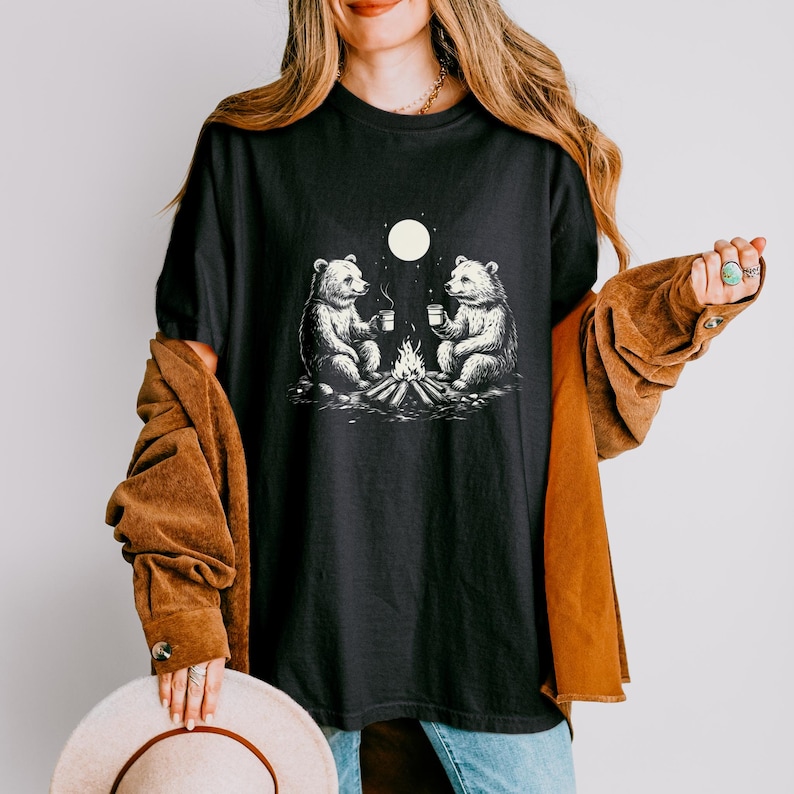 Retro Bears Wilderness shirt, bears shirt, bear spirit animal, vintage style surreal bears shirt, nature lover, comfy relaxed fit tee image 2