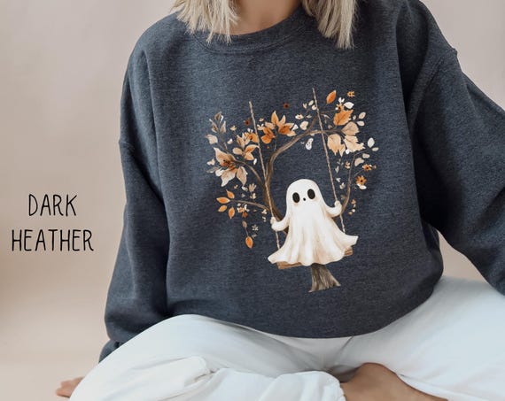 Cute Ghost Sweater, Cottagecore Boho Ghost Comfy Relaxed Fit Sweatshirt, Vintage Witchy Jumper, Spooky Apparel, Gift for Her, Fall Fashion