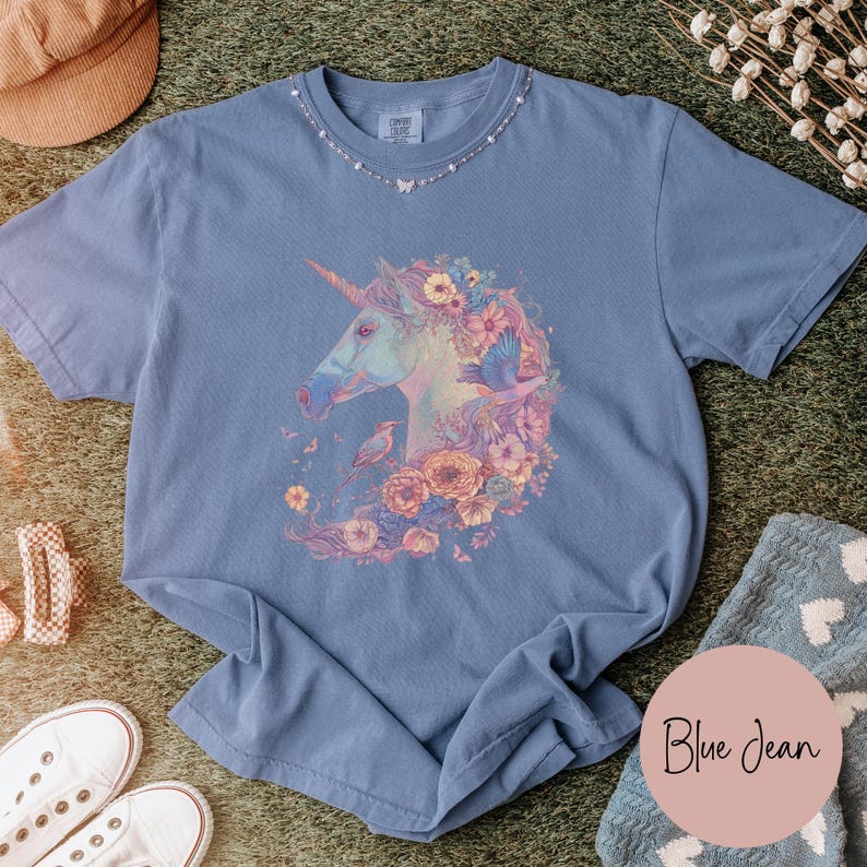 Cute Unicorn Shirt, Whimsical Shirt, Comfort Colors® Spring Unicorn tee, Gift for Fantasy Animal Lover image 7