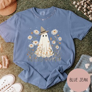Cute Ghost Shirt, Cottagecore Boho Ghost Comfort Colors Relaxed Fit Unisex Tshirt, Vintage Witchy Shirt, Spooky Apparel, Unique Gift for Her image 6