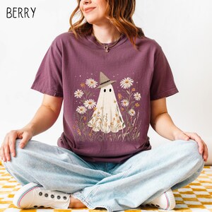 Cute Ghost Shirt, Cottagecore Boho Ghost Comfort Colors Relaxed Fit Unisex Tshirt, Vintage Witchy Shirt, Spooky Apparel, Unique Gift for Her image 5