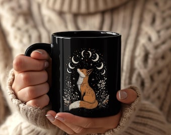 Goblincore Fox Coffee Mug, Goblincore Mugs, Cute Fox Cup, Forest Celestial Mug, Nature Lover Gift, Gift For Him, Hiking Gift, Gift For Her