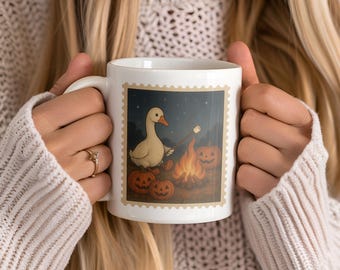 Spooky Goose Halloween Coffee Mug: Retro Witchy Fall Cup
