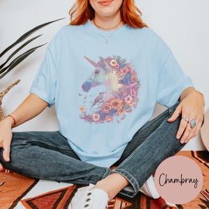 Cute Unicorn Shirt, Whimsical Shirt, Comfort Colors® Spring Unicorn tee, Gift for Fantasy Animal Lover image 6