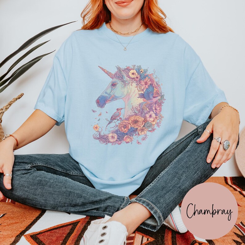 Cute Unicorn Shirt, Whimsical Shirt, Comfort Colors® Spring Unicorn tee, Gift for Fantasy Animal Lover image 6