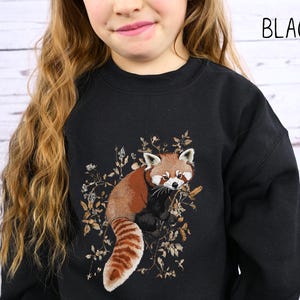 Bluza z nadrukiem Red Panda, bluza z okrągłym dekoltem Boho Red Panda dla młodzieży, śliczny dziecięcy sweter z bambusa, prezent dla miłośnika zwierząt, dziecięcy sweter z misiem zdjęcie 3