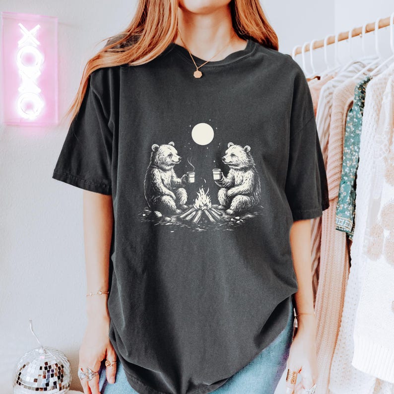 Retro Bears Wilderness shirt, bears shirt, bear spirit animal, vintage style surreal bears shirt, nature lover, comfy relaxed fit tee image 5