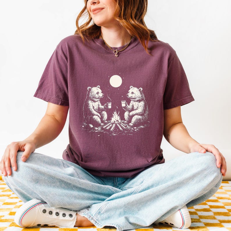 Retro Bears Wilderness shirt, bears shirt, bear spirit animal, vintage style surreal bears shirt, nature lover, comfy relaxed fit tee image 3