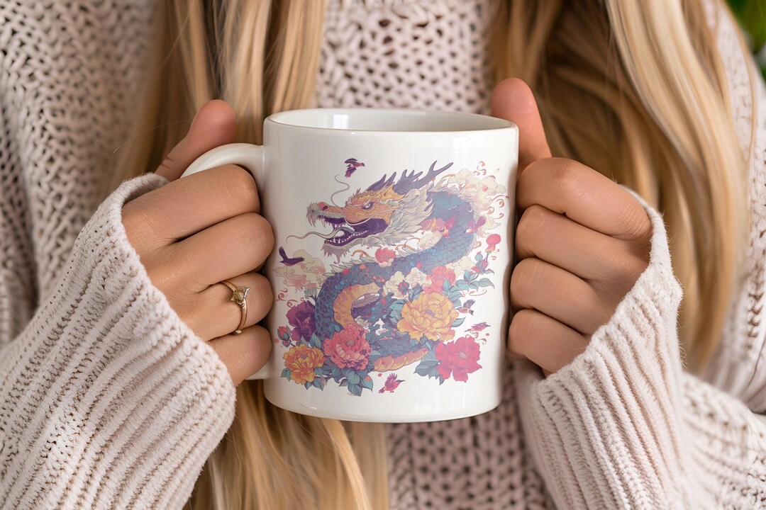 Retro Vintage Dragon Mug, Whimsical Fantasy Creature Cup, Boho ...