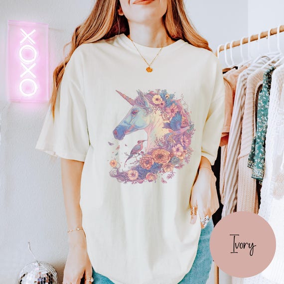 Cute Unicorn Shirt, Whimsical Shirt, Comfort Colors® Spring Unicorn tee, Gift for Fantasy Animal Lover