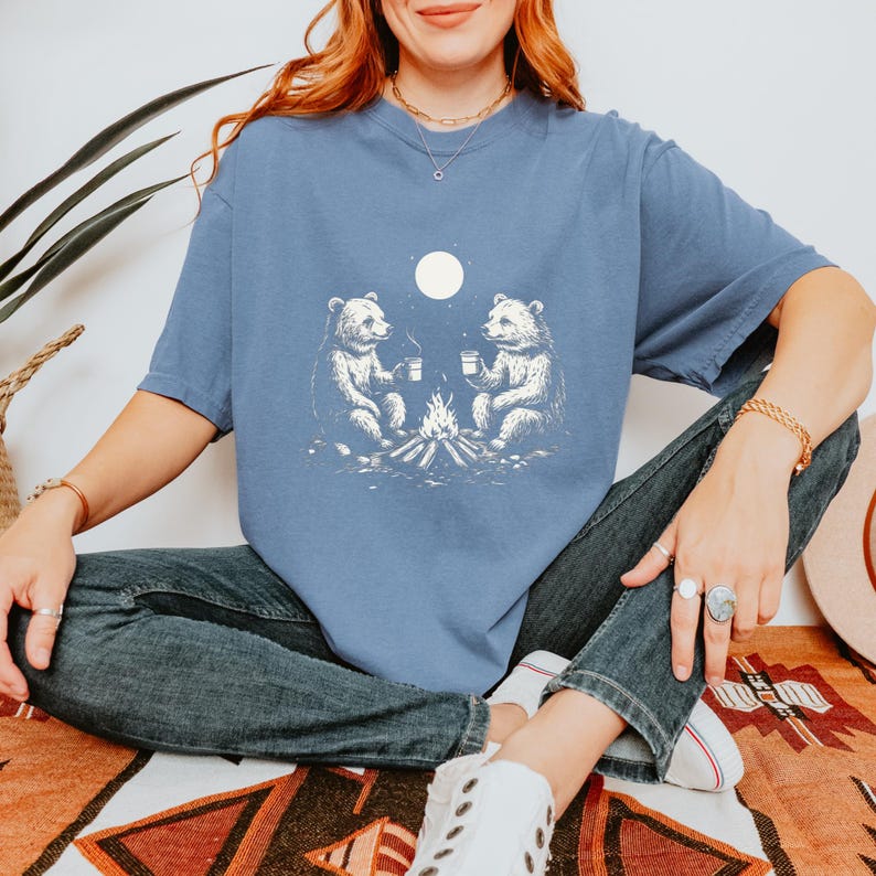 Retro Bears Wilderness shirt, bears shirt, bear spirit animal, vintage style surreal bears shirt, nature lover, comfy relaxed fit tee image 4