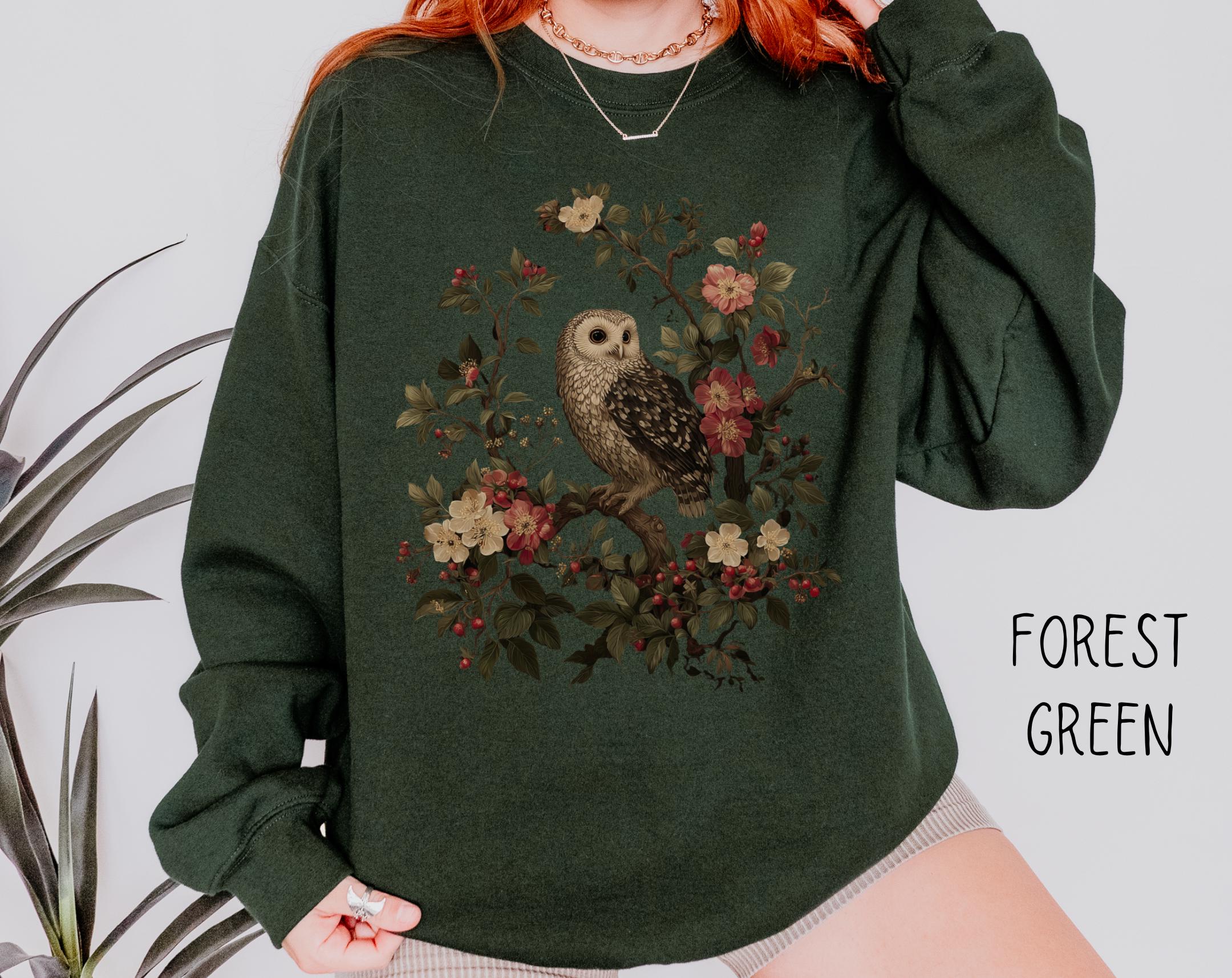 Dark Cottagecore Owl Sweatshirt, Gothic Owl Adult Unisex Sweater, Comfy Forestcore Jumper for Nature