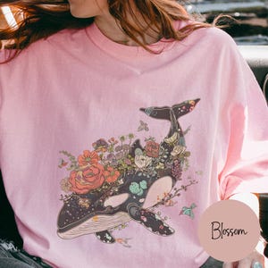Boho Whale Tshirt, Aquatic Vintage Style Tee, Comfort Colors® Hippie Sea Creature Shirt, Fantasy Nature Top, Unique Ocean Lover Gift for her