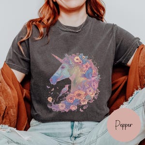 Cute Unicorn Shirt, Whimsical Shirt, Comfort Colors® Spring Unicorn tee, Gift for Fantasy Animal Lover image 8