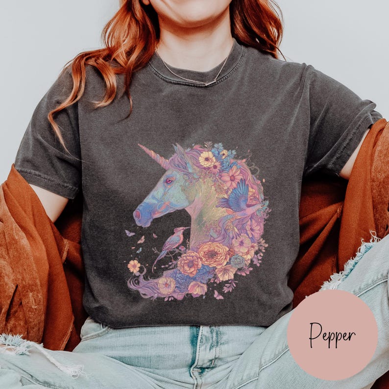Cute Unicorn Shirt, Whimsical Shirt, Comfort Colors® Spring Unicorn tee, Gift for Fantasy Animal Lover image 8