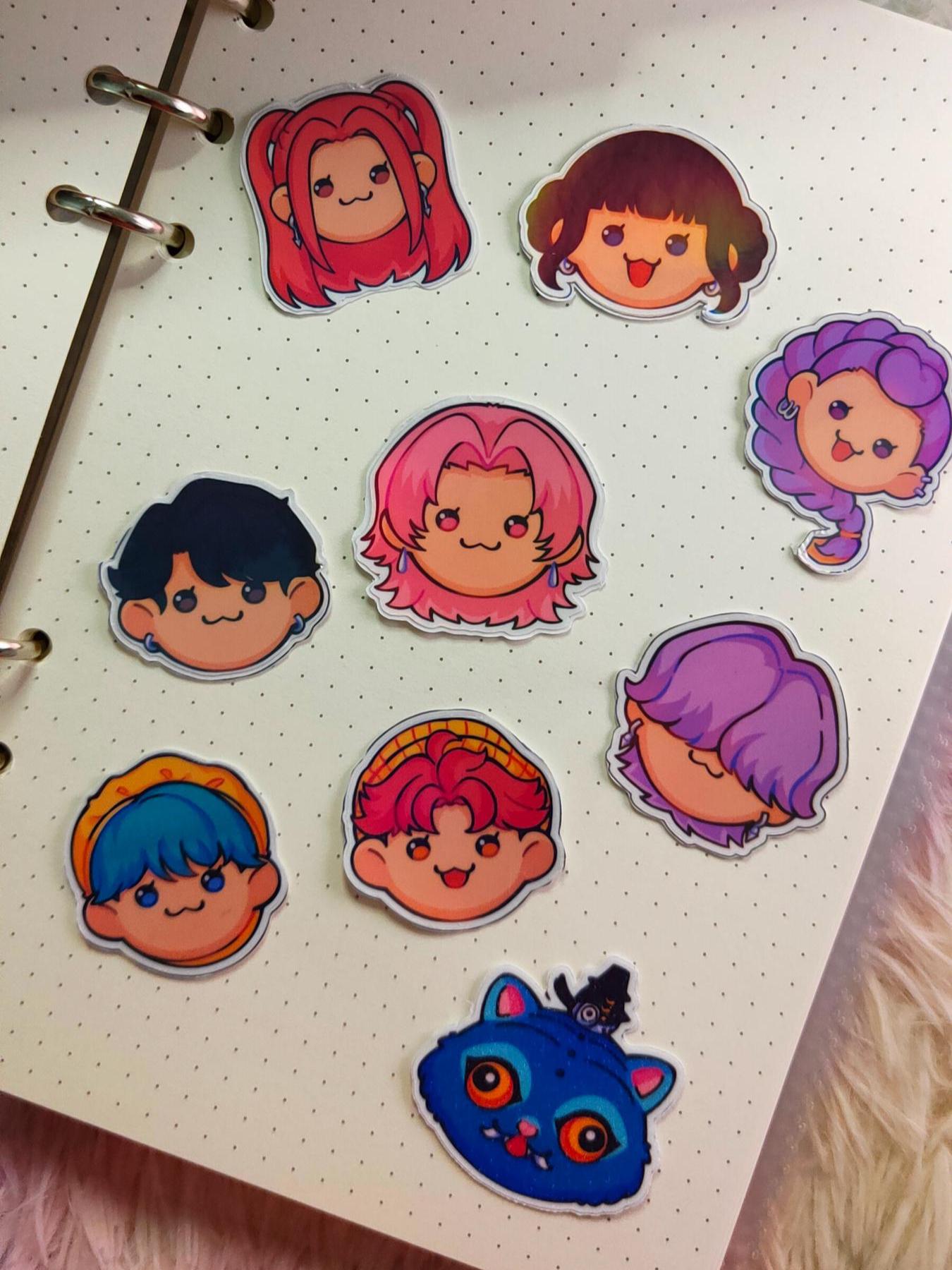 Kpop Demon Hunters Hand Drawn Mini Sticker Pack Collection Chibi Heads ...
