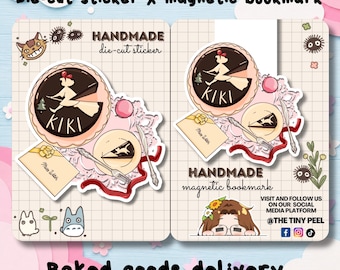 Handgetekende stickerpakket Studio Ghibli-thema en magnetische bladwijzer