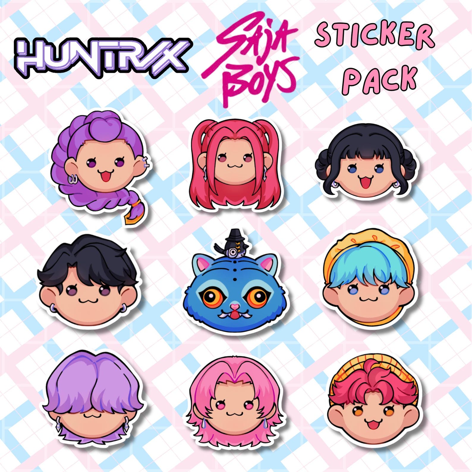 Kpop Demon Hunters Hand Drawn Mini Sticker Pack Collection Chibi Heads ...