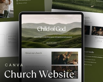 Szablon strony internetowej kościoła, chrześcijański, projekt Canva (do pobrania w wersji cyfrowej)