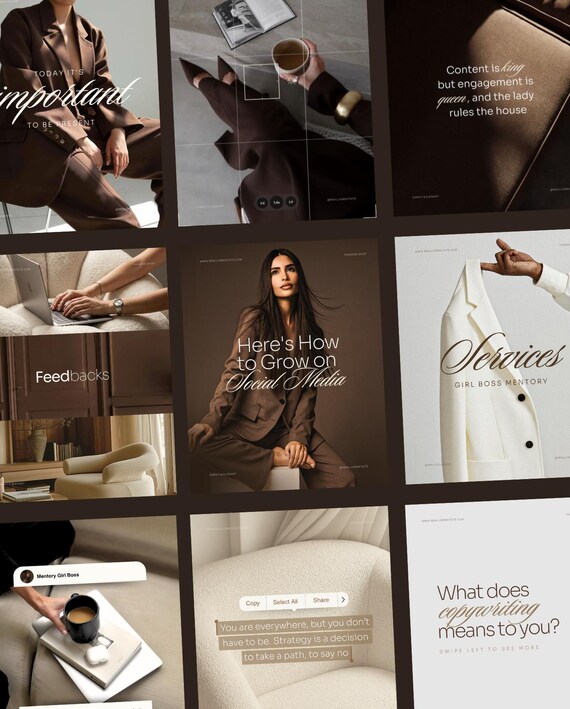 Luxury Minimalist Premium Canva Instagram Post Template — Marketing Girl Aesthetic, Coach, Influencer, UGC Content Creator, Social Media