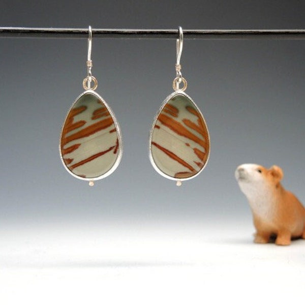 Beautiful Owyhee Jasper Earrings in Sterling Silver, 14kt Gold