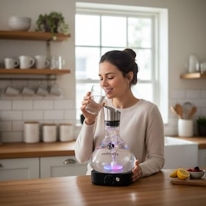 Produttore di acqua vitalizzata / 1,6 litri / Per acqua vitalizzata e strutturata / Vortice / Loto della vita / Frequenze luminose / Phipower